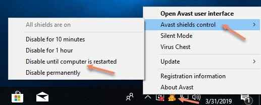Avast Sheild Control